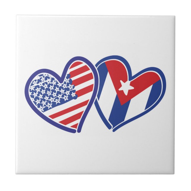 Azulejo De Cerâmica EUA Cuba ama corações (Frente)