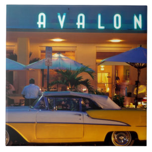 Azulejo De Cerâmica EUA, FL, Miami, South Beach à noite.