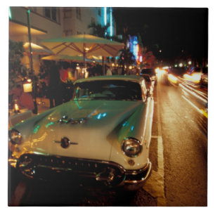 Azulejo De Cerâmica EUA, FL, Miami, South Beach à noite.2