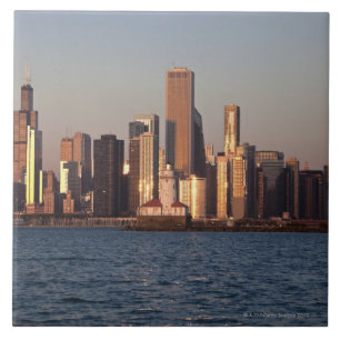 Azulejo De Cerâmica EUA, Illinois, Chicago, skyline da cidade sobre o
