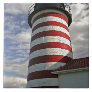 Azulejo De Cerâmica EUA, Maine, Lubec. Farol West Quoddy Head