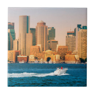 Azulejo De Cerâmica EUA, Massachusetts. Panorama da Orla de Boston
