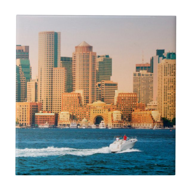 Azulejo De Cerâmica EUA, Massachusetts. Panorama da Orla de Boston (Frente)