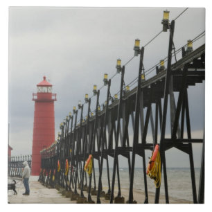 Azulejo De Cerâmica EUA, Michigan, Costa do Lago Michigan, Grand Haven