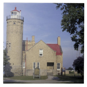 Azulejo De Cerâmica EUA, Michigan Farol Velho de Mackinac Point