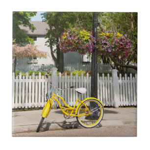 Azulejo De Cerâmica EUA, Michigan, Ilha Mackinac. Bicicleta Amarela