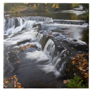 Azulejo De Cerâmica EUA, Michigan, Península Superior. Bond Falls e