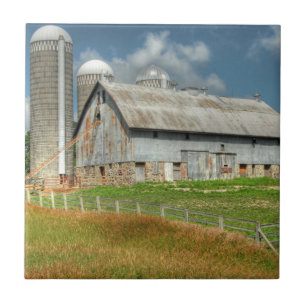 Azulejo De Cerâmica EUA, Minnesota Celeiro E Silo