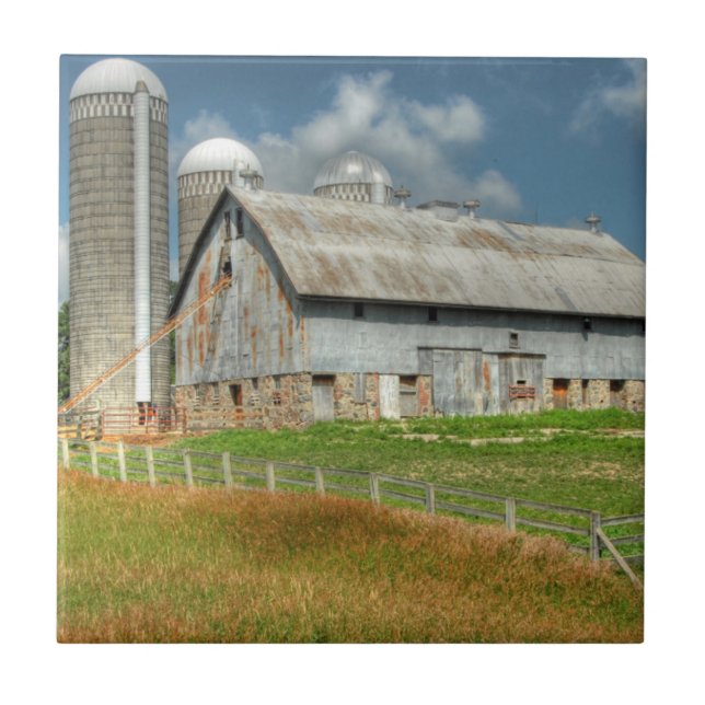 Azulejo De Cerâmica EUA, Minnesota Celeiro E Silo (Frente)