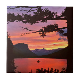 Azulejo De Cerâmica EUA, Montana, Parque Nacional Glacier. Paisagem