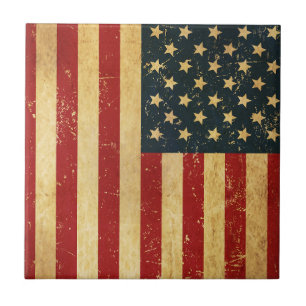Azulejo De Cerâmica EUA Vintage Grunge Flag Azulejo Cerâmica
