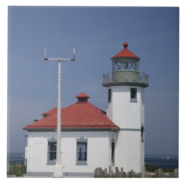 Azulejo De Cerâmica EUA, Washington, Seattle, Alki Point Lighthouse, (Frente)