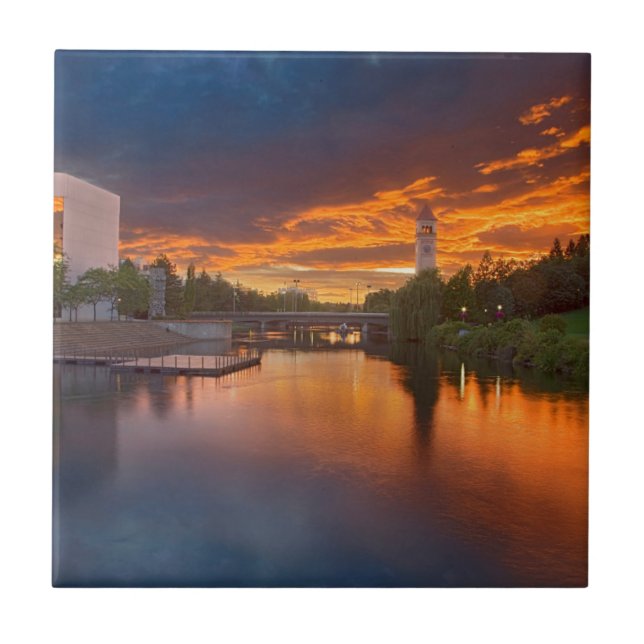 Azulejo De Cerâmica EUA, Washington, Spokane, Parque Riverfront (Frente)