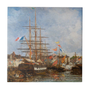 Azulejo De Cerâmica Eugene Boudin - Festival no Porto de Honfleur