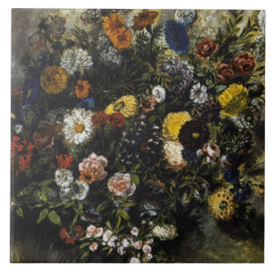 Azulejo De Cerâmica Eugene Delacroix Vintage Buquê de Flores