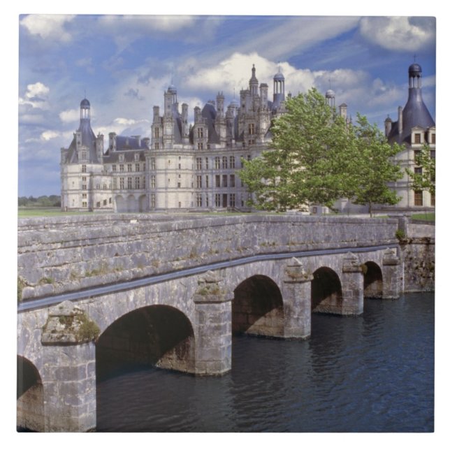 Azulejo De Cerâmica Europa, França, Chambord. Uma ponte de pedra (Frente)