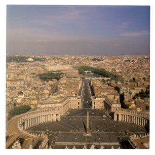 Azulejo De Cerâmica Europa, Itália, Roma, O Vaticano. Vista de S.