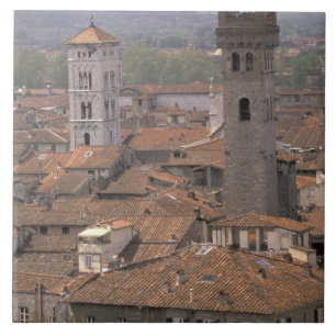 Azulejo De Cerâmica Europa, Itália, Toscana, Lucca, Panorama da cidade