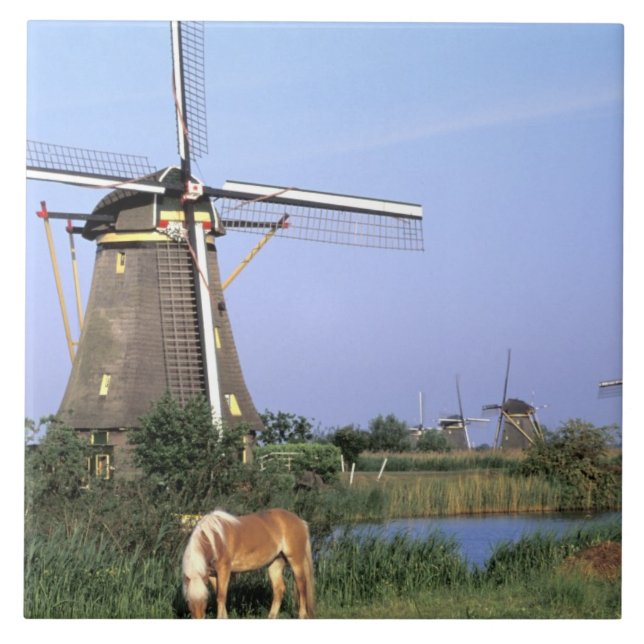 Azulejo De Cerâmica Europa, Países Baixos, Zuid Holland, Kinderdijk.2 (Frente)