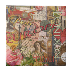 Azulejo De Cerâmica Europa Viagem Vintage Europa Paris França Art