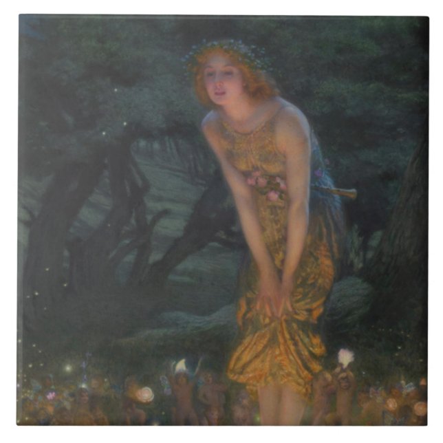 Azulejo De Cerâmica Eva MidSummer (de Edward Robert Hughes) (Frente)