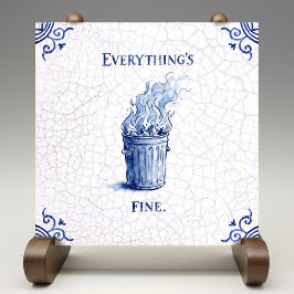 Azulejo De Cerâmica Everything's Fine Delft Blue Dutch Style 