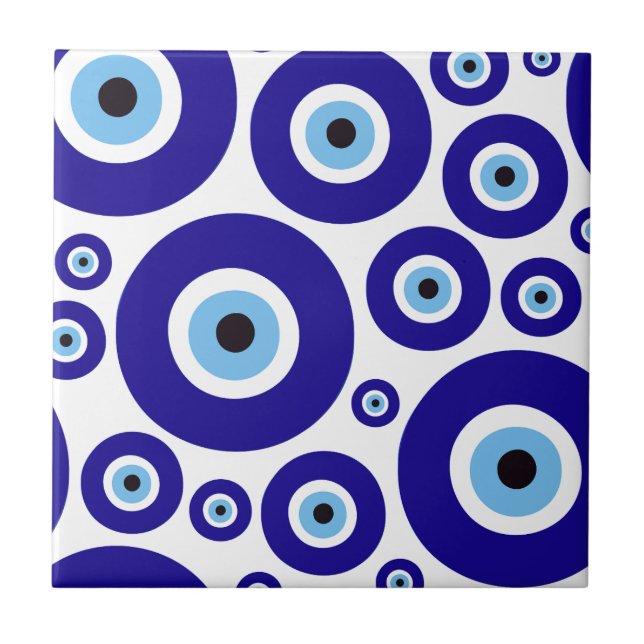 Azulejo De Cerâmica Evil Eye Pattern, Greek Eye, Turkish Eye, Nazar (Frente)
