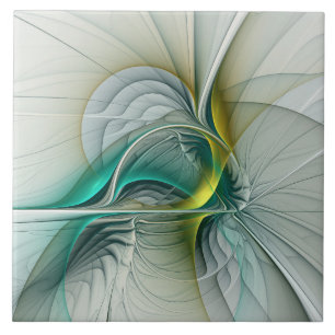 Azulejo De Cerâmica Evolução Fractal, Turquesa Ouro