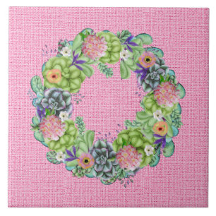 Azulejo De Cerâmica Exaustor Floral de Aquarela Suculta a Rosa