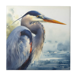 Azulejo De Cerâmica Excelente Blue Heron Wildlife Wetlands Bird Art Na