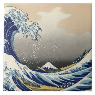 Azulejo De Cerâmica Excelente Onda Náutica de Kanagawa do Monte Fuji 
