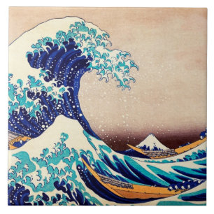 Azulejo De Cerâmica Excelente Wave Off Kanagawa Japonês Vintage Fine A
