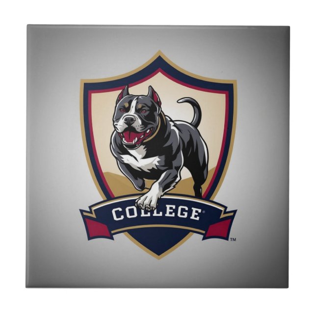 Azulejo De Cerâmica Executando Logotipo da Faculdade PitBull (Frente)