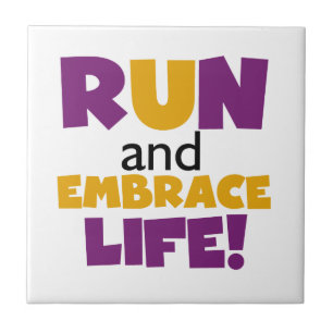 Azulejo De Cerâmica Executar Embrace Life Purple Yellow