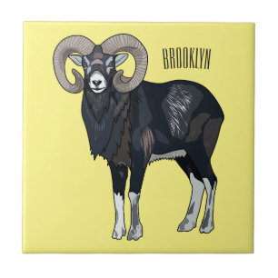 Azulejo De Cerâmica Exemplo de desenho animado de ovelhas Mouflon