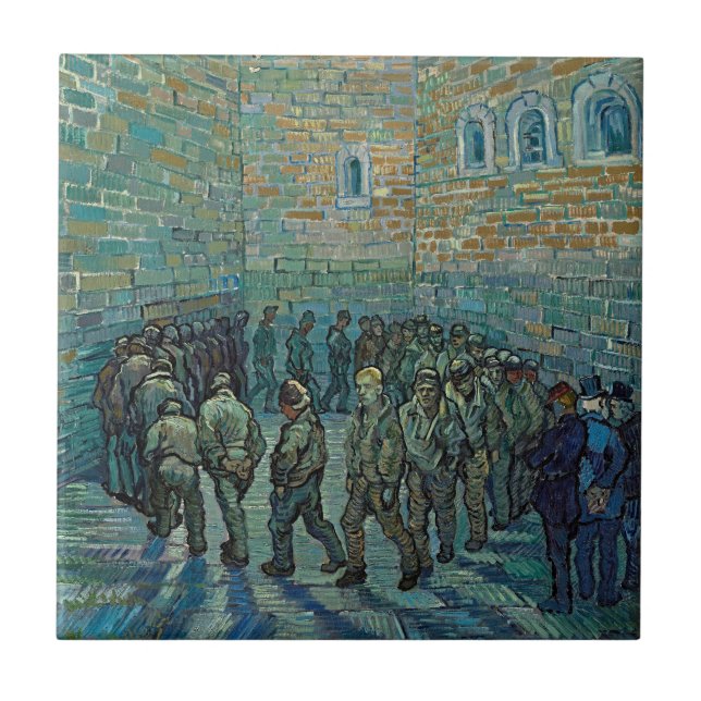 Azulejo De Cerâmica Exercício de prisioneiros de Vincent van Gogh (Frente)