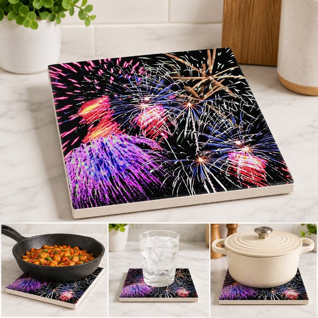 Azulejo De Cerâmica Exibição de Fogos de Artifício (Fireworks Display Ceramic Tile)