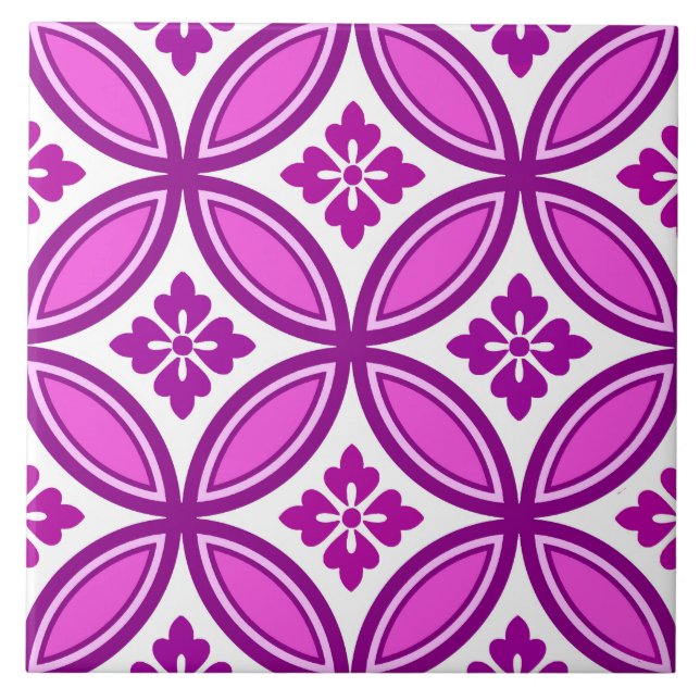 Azulejo De Cerâmica Expedição com Motif Flor, Orquídea e Roxo Profundo (Frente)