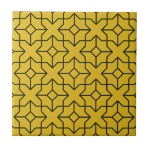 Azulejo De Cerâmica Explore um padrão geométrico amarelo simétrico