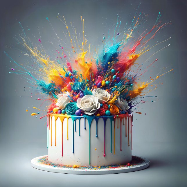 Azulejo De Cerâmica Explosão de alegria - Bolo de aniversário feliz (Criador carregado)