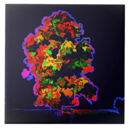 Azulejo De Cerâmica Explosão de árvore neon