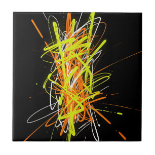 Azulejo De Cerâmica Explosão de Energia Abstrata Caos Neon
