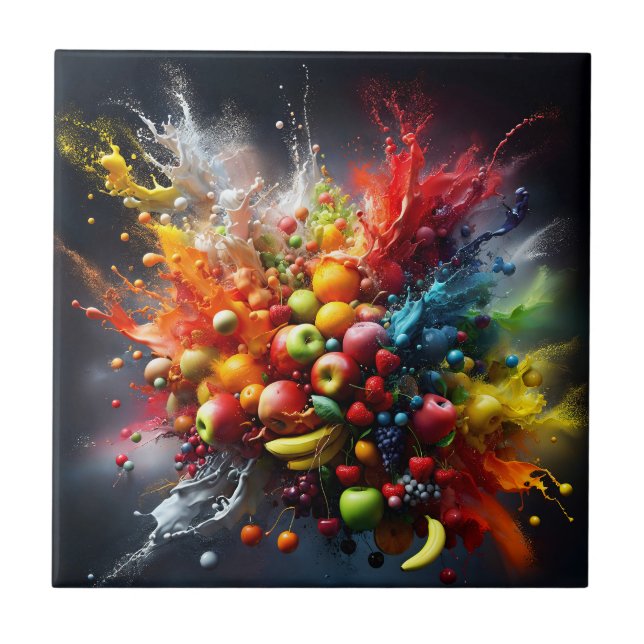 Azulejo De Cerâmica explosão de fruta (Frente)