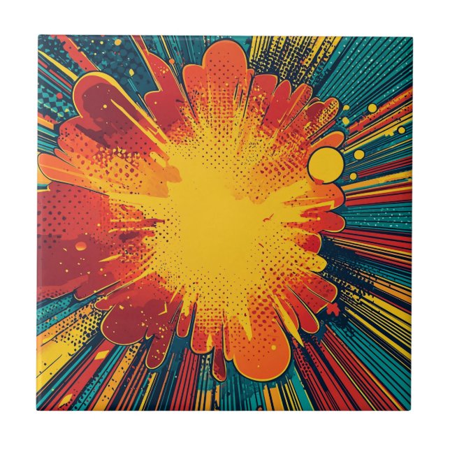 Azulejo De Cerâmica Explosão de Pop de estilo cômico (1) (Frente)