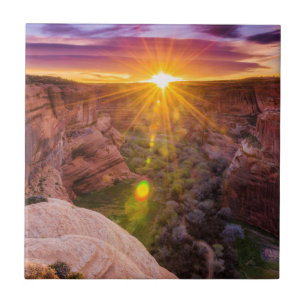 Azulejo De Cerâmica Explosão de sol no Canyon de Chelly, AZ