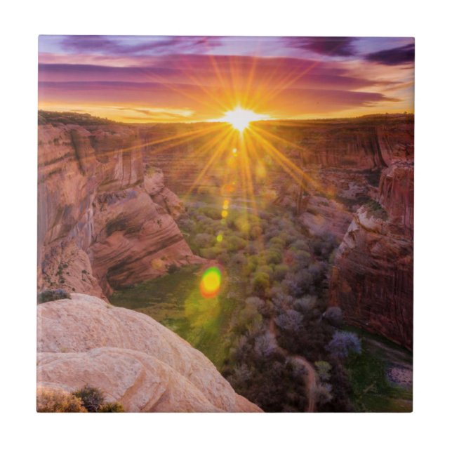 Azulejo De Cerâmica Explosão de sol no Canyon de Chelly, AZ (Frente)