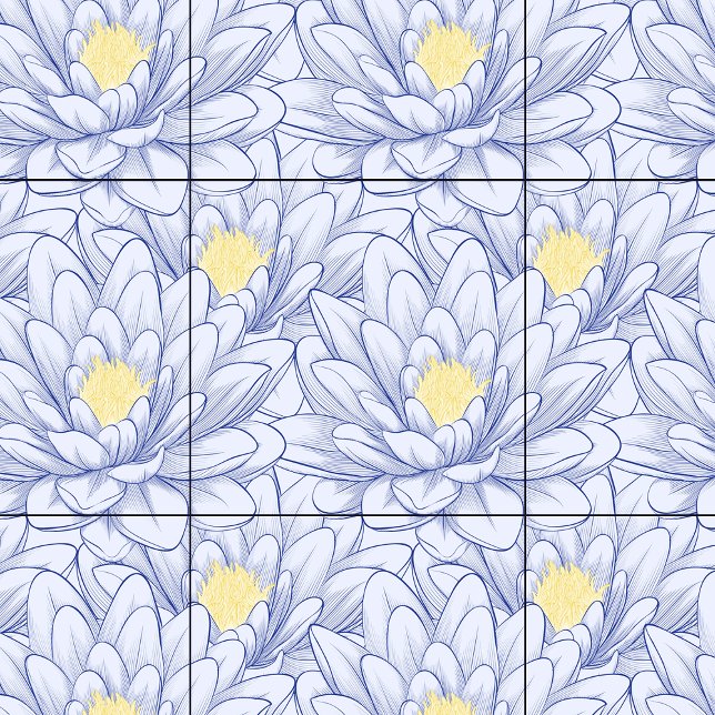 Azulejo De Cerâmica Fábrica Botânica, Floral Branco, Mínimo (Minimal Blue White Floral Botanical Farmhouse Ceramic Tile)