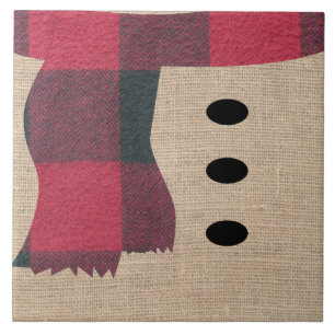 Azulejo De Cerâmica Fábrica divertida Burlap Snowman Xadrez Scarf & B