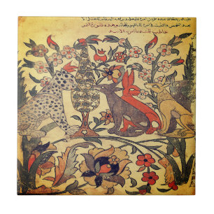 Azulejo De Cerâmica Fábula do Juiz Leopardo Leão do Renascimento India