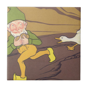 Azulejo De Cerâmica Fábula Vintage de Esopo - Gansa que Punha Ovos de